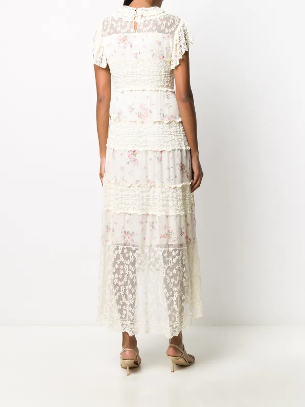 philosophy di lorenzo serafini maxi lace dress Philosophy Di Lorenzo Serafini Ruffled Lace Maxi Dress In Ivory