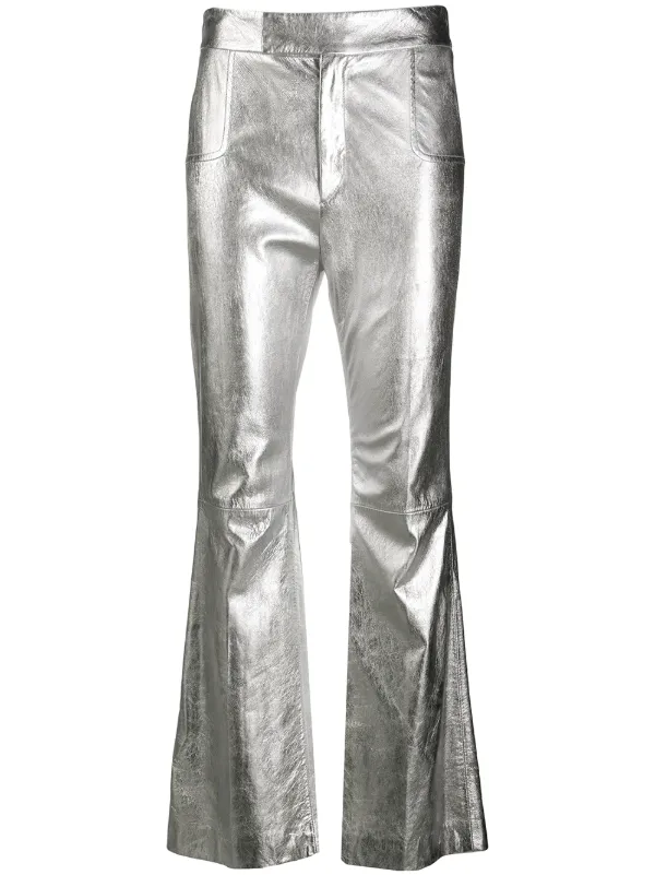 metallic flared trousers