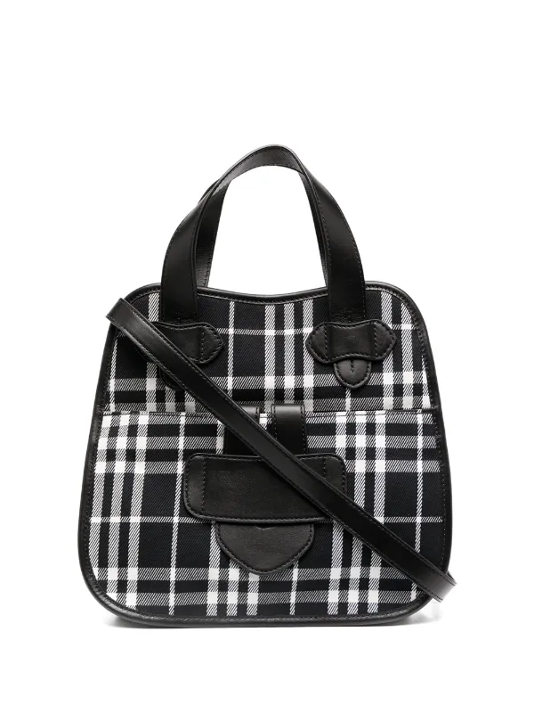 black and white plaid purse