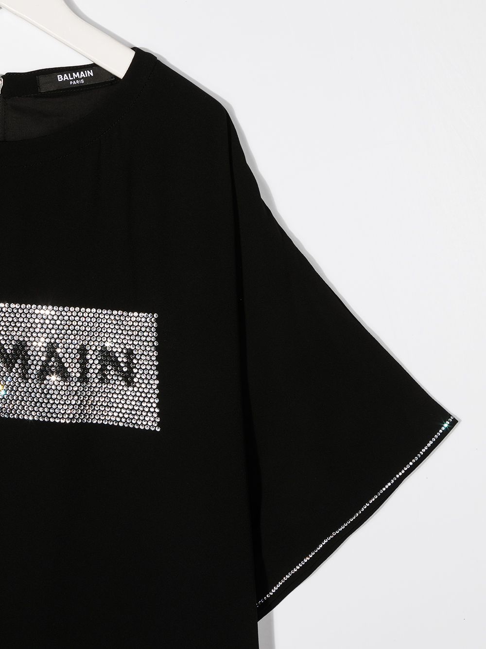 Shop Balmain Embellished Logo T-shirt Dress In Black