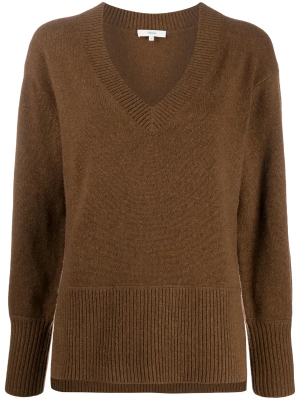 v neck side split jumper