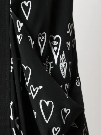 heart print contrast panel dress展示图