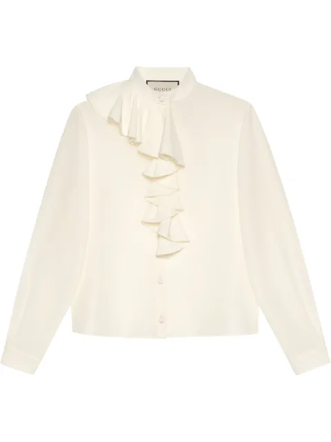 Gucci crêpe de chine ruffle blouse