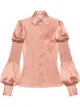 Image 1 of Gucci smocked puff sleeve satin shirt