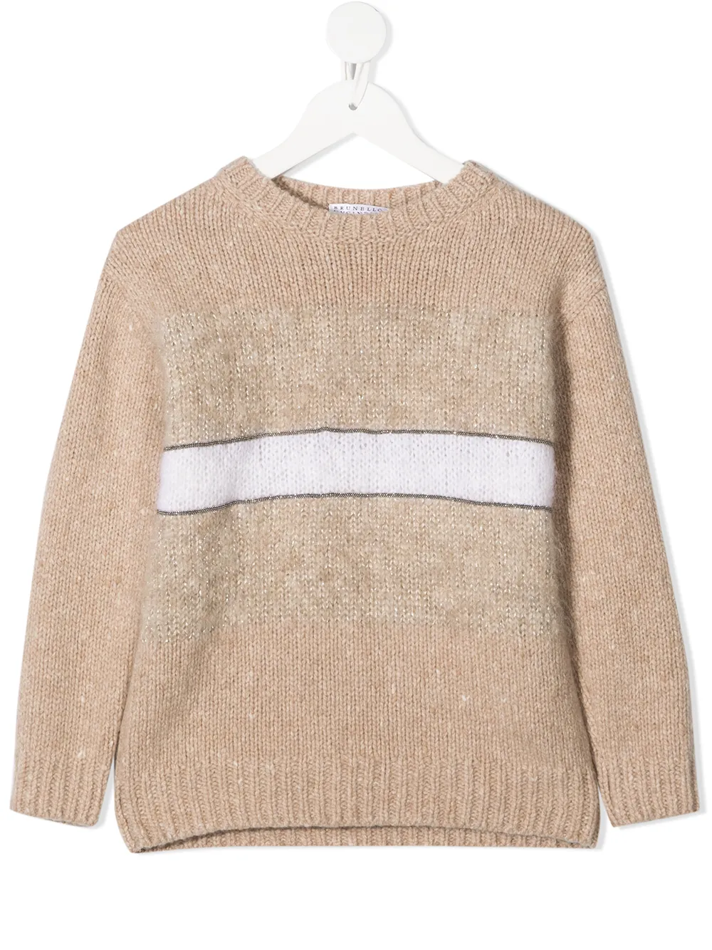 

Brunello Cucinelli Kids stripe detail knitted jumper - Neutrals