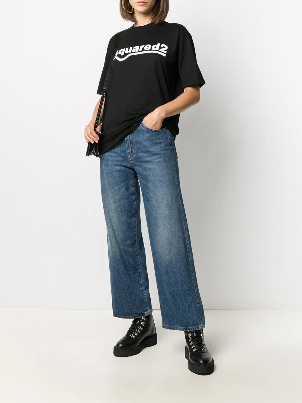 DSQUARED2 T-shirt met logoprint Zwart
