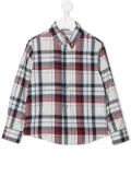 Brunello Cucinelli Kids plaid-print button-down shirt - White