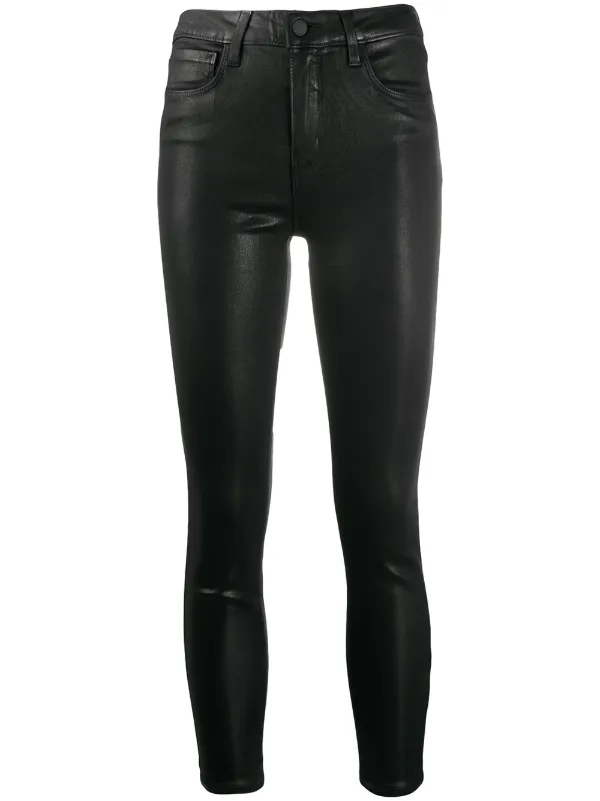 black leather look trousers