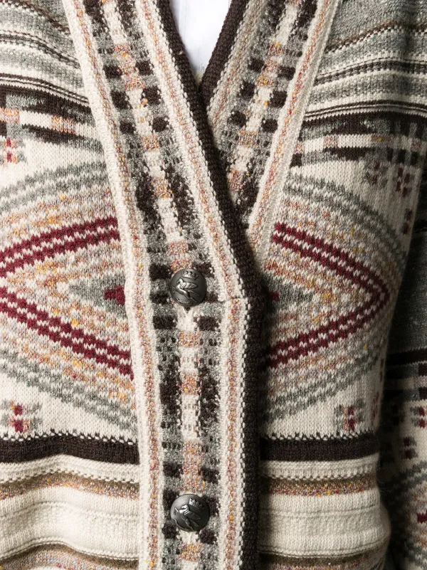 ETRO brown geometric pattern cardigan 
