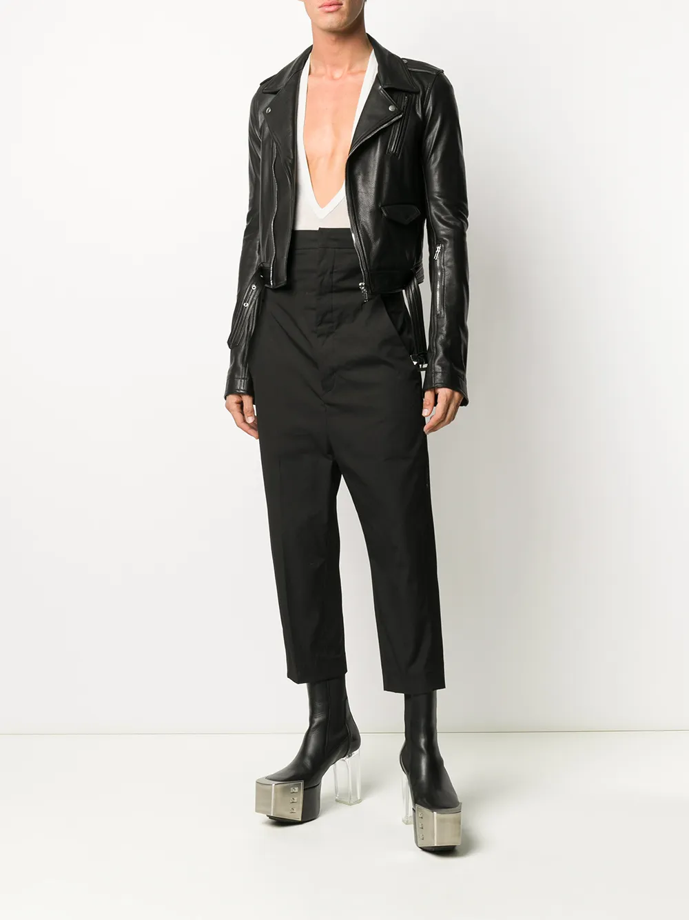 Image 2 of Rick Owens zipped biker jacket