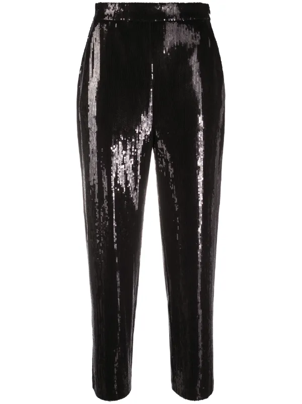 black sequin trousers