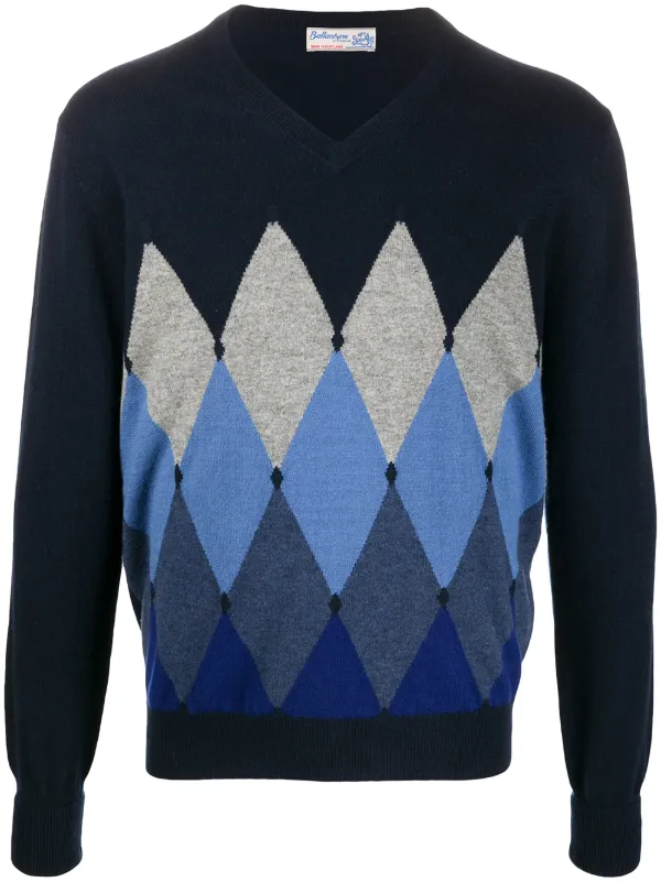 blue argyle jumper