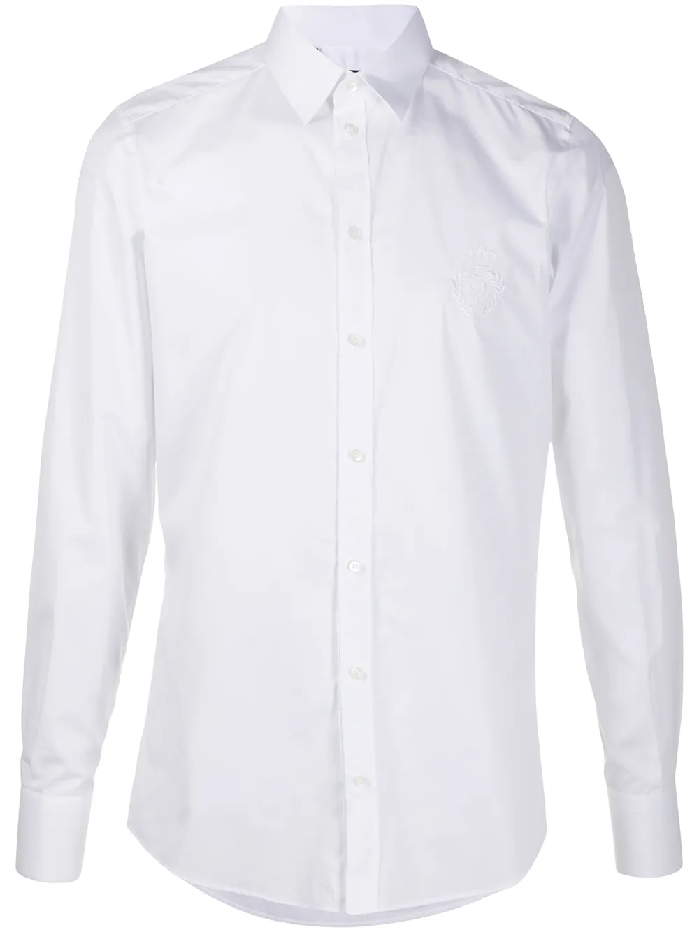 Click to view more detailed imagery on our partner's website Dolce & Gabbana Linen Martini-fit Shirt With Dg Embroidery In White