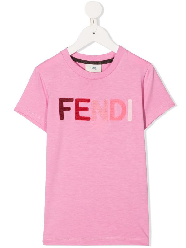 Fendi Kids pink embroidered logo T 