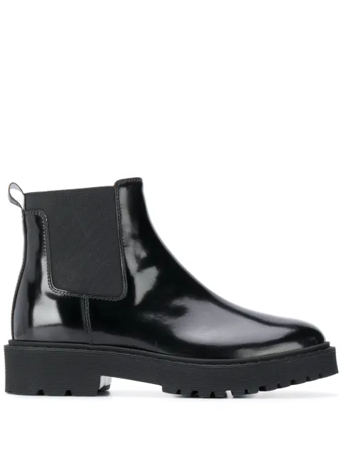 Hogan patent leather chelsea boots