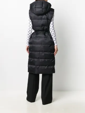 buckle-waist longline quilted gilet展示图