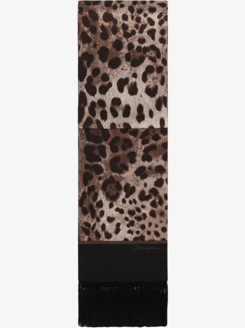 Dolce & Gabbana leopard print lightweight knitted scarf