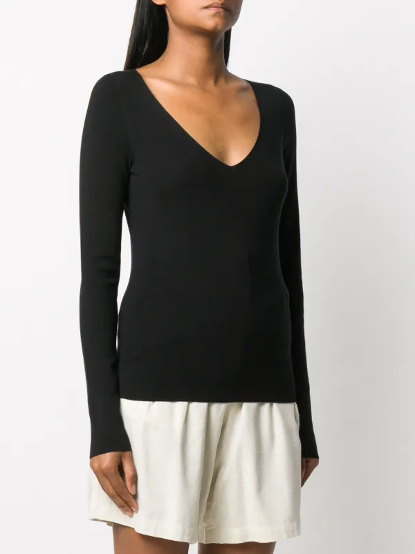 JOSEPH V-neck long-sleeve Top | Black | FARFETCH RO
