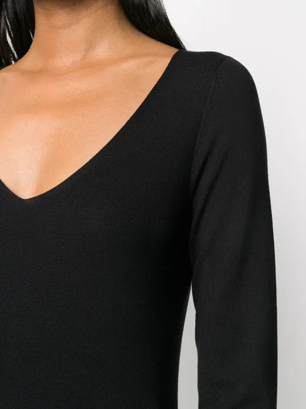 JOSEPH V-neck long-sleeve Top | Black | FARFETCH RO
