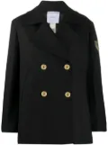 Patou logo-embroidered wool peacoat - Black