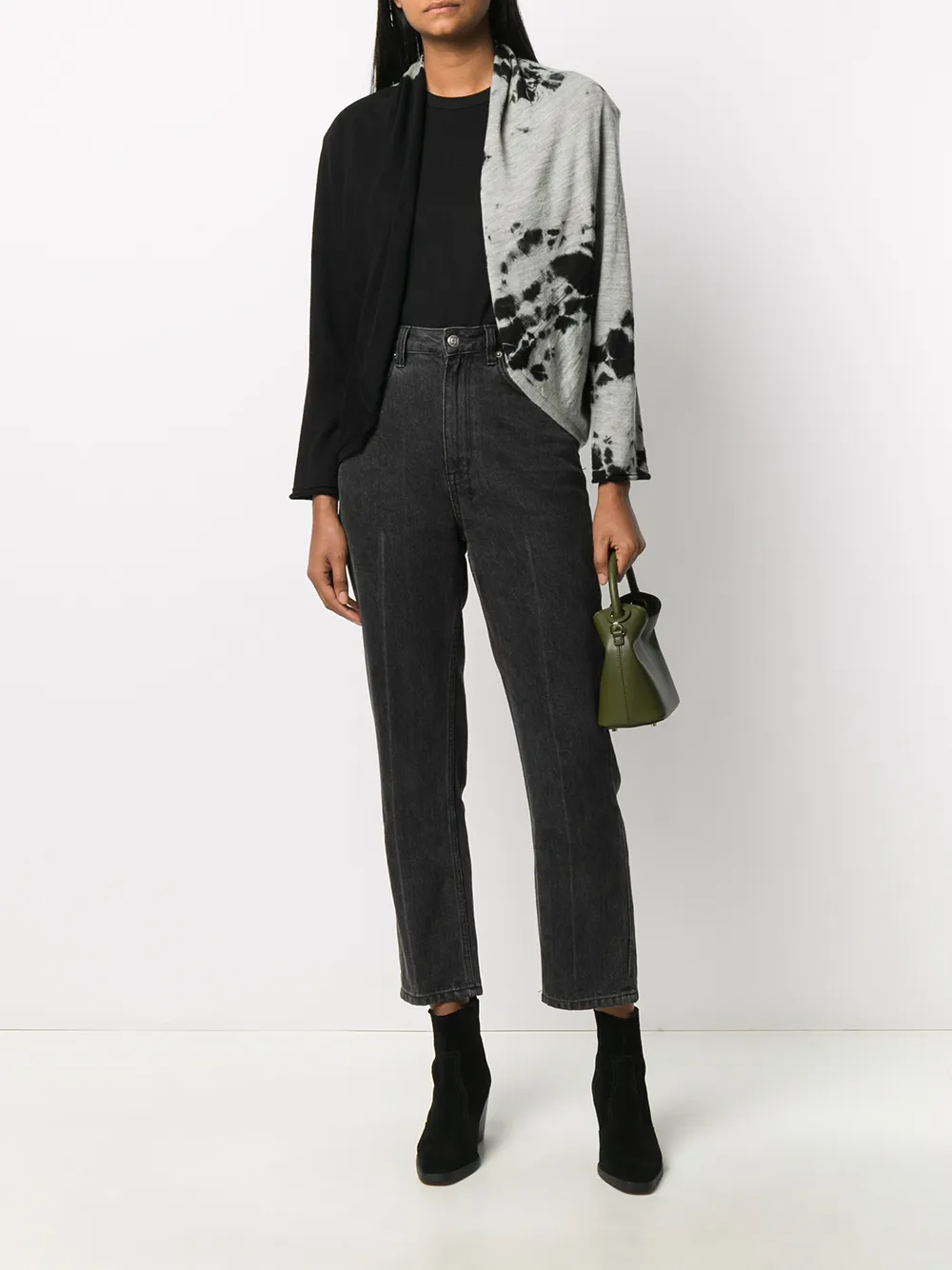  Suzusan Tie Dye Print Cardigan   Schwarz 