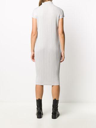 pleated high-neck midi dress展示图