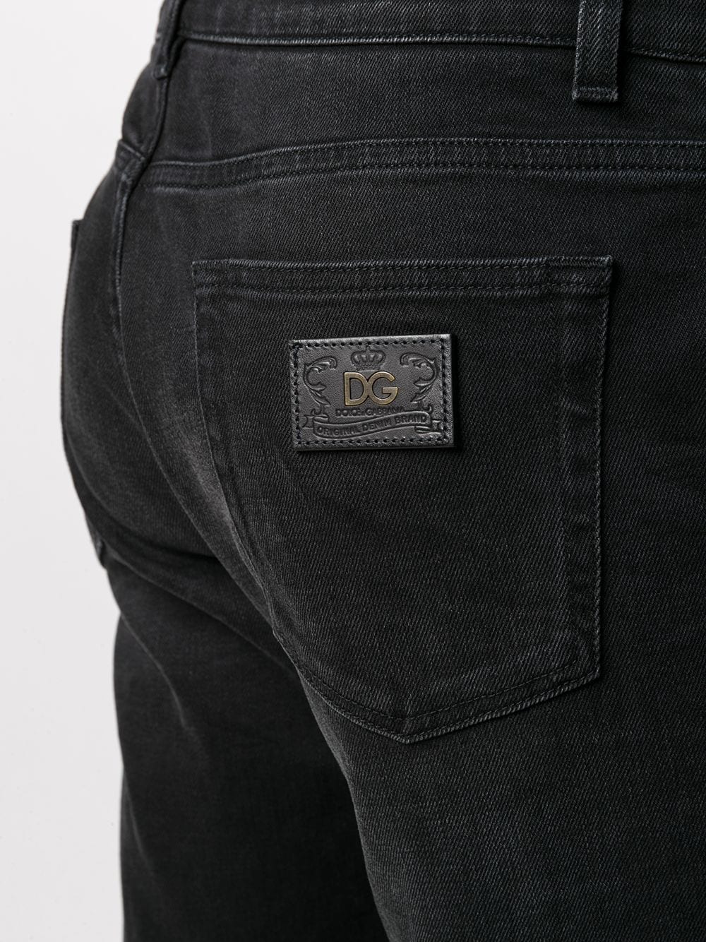 Shop Dolce & Gabbana Logo-appliqué Slim-cut Jeans In Black