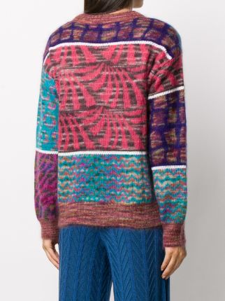 panelled print round neck jumper展示图