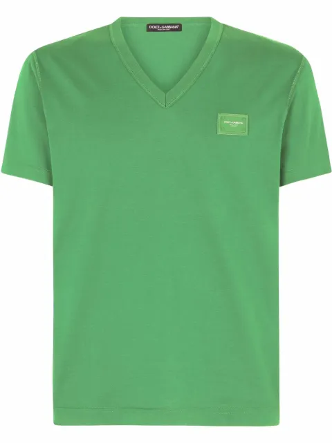 Dolce & Gabbana logo-appliqué V-neck T-shirt