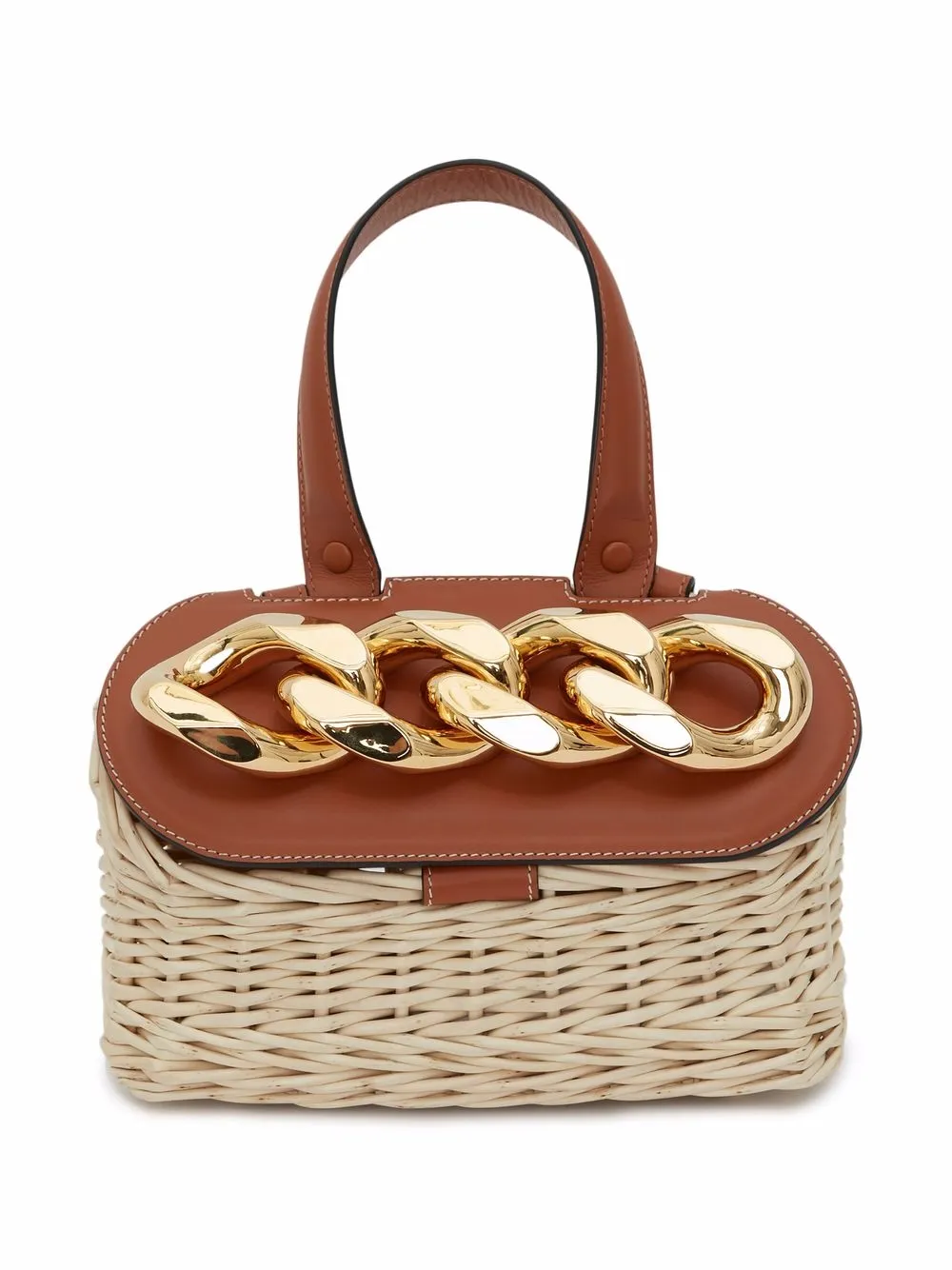 

JW Anderson bolsa tipo cesta Chain Lid pequeña - Marrón