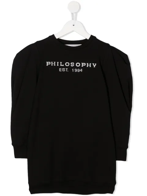 Philosophy Di Lorenzo Serafini Kids logo embroidered puff sleeves sweatshirt 