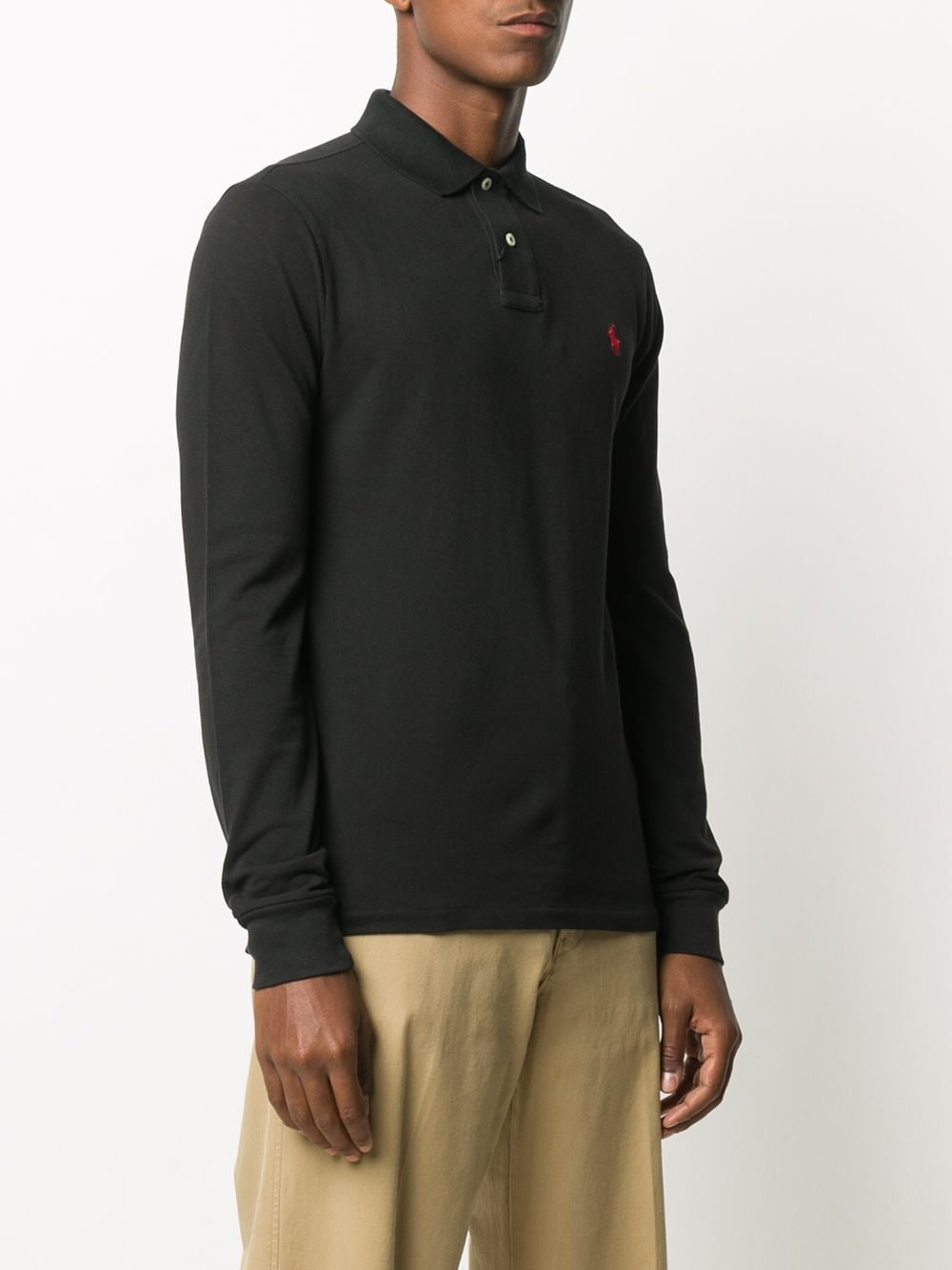 Shop Polo Ralph Lauren Embroidered Logo Polo Shirt In Black