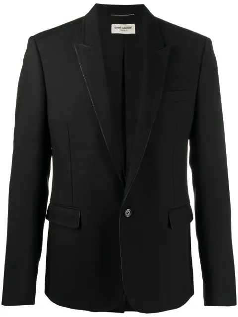 Saint Laurent leather-trimmed single-breasted blazer