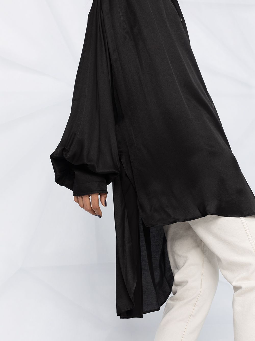 Shop Ann Demeulemeester Nanette Oversized High-neck Blouse In Black