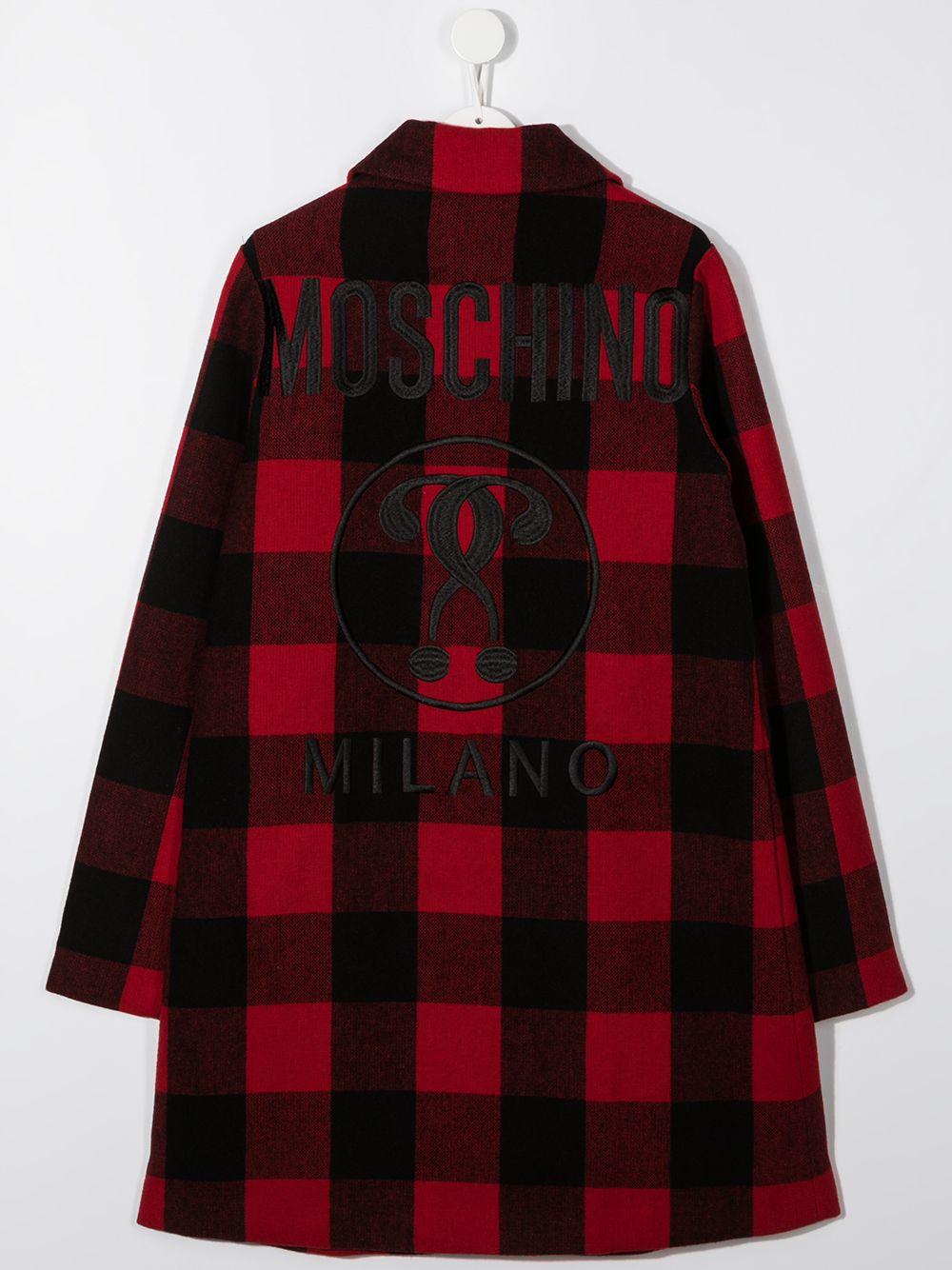 фото Moschino kids пальто в клетку с логотипом