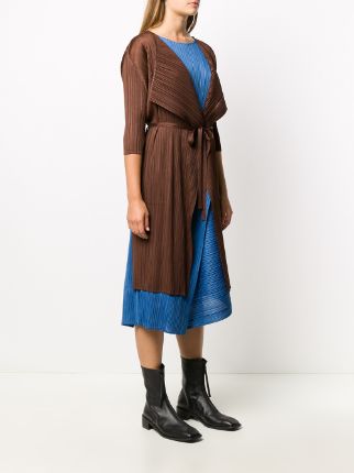 pleated tie-fastening midi dress展示图