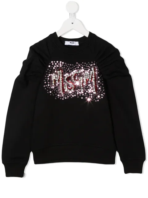 MSGM Kids sequin embellished gathered sweatshirt 