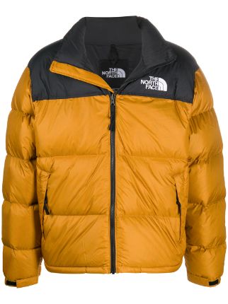 black and yellow north face coat