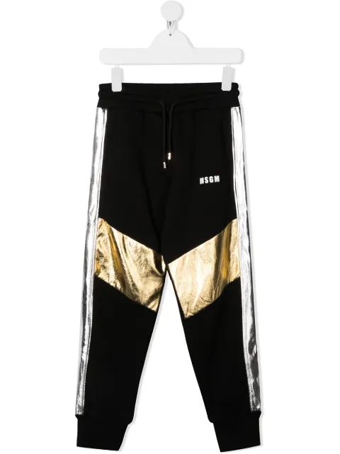 MSGM Kids pants con detalles metalizados 