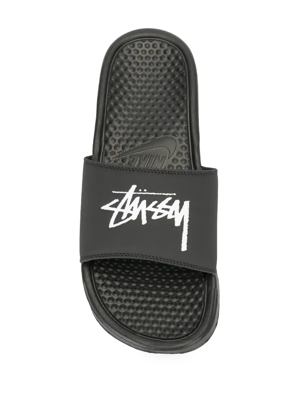 stussy nike slides black