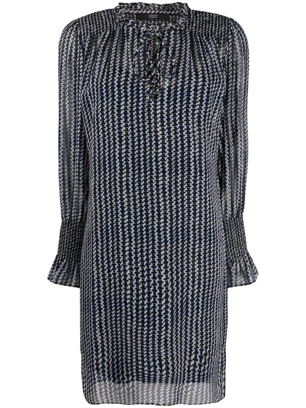 Shop Black Blue Steffen Schraut Semi Sheer Houndstooth Blouse Dress With Express Delivery Farfetch