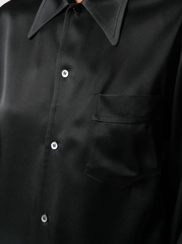 black satin long sleeve shirt