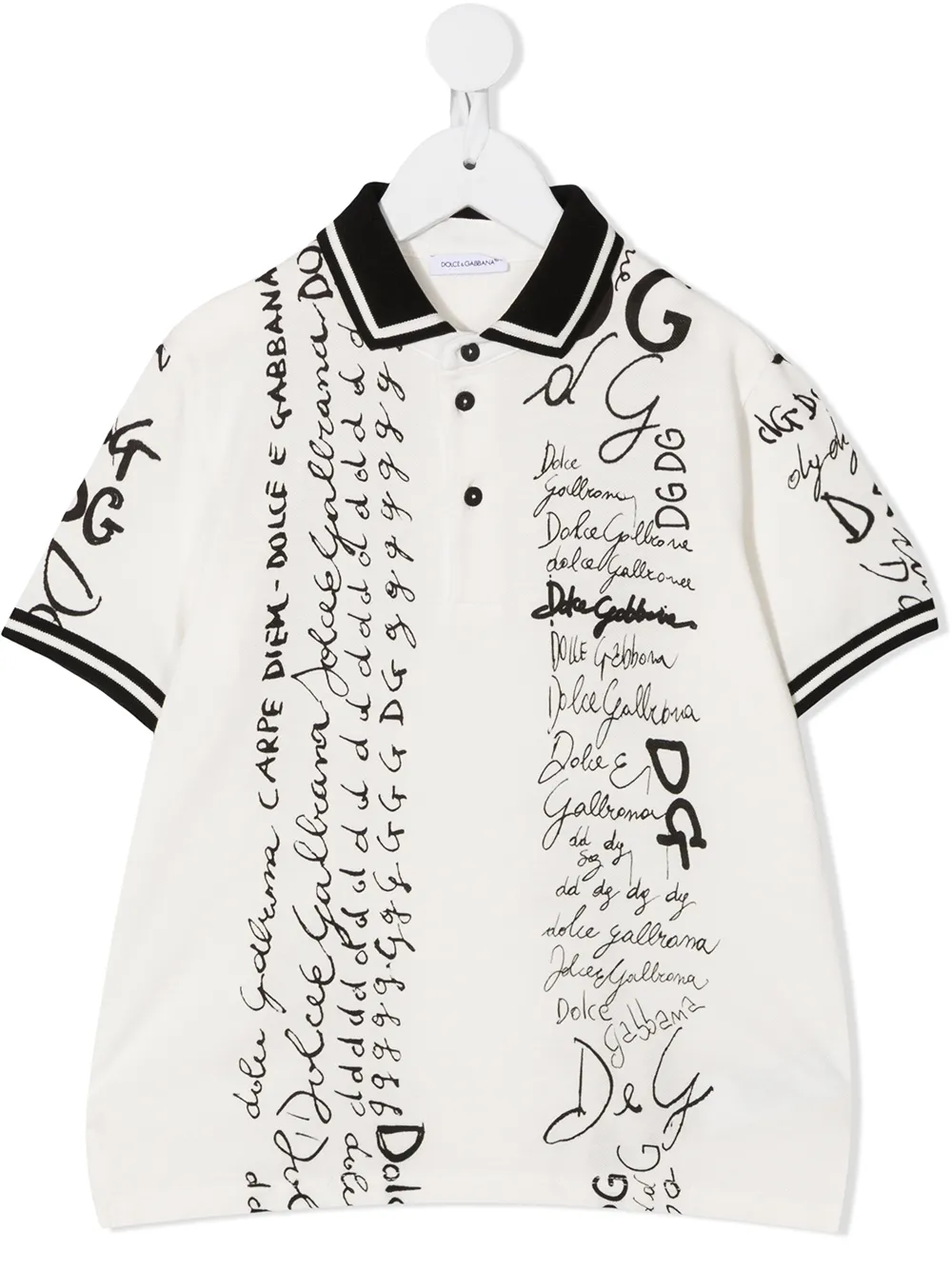 

Dolce & Gabbana Kids letter print polo shirt - Blanco