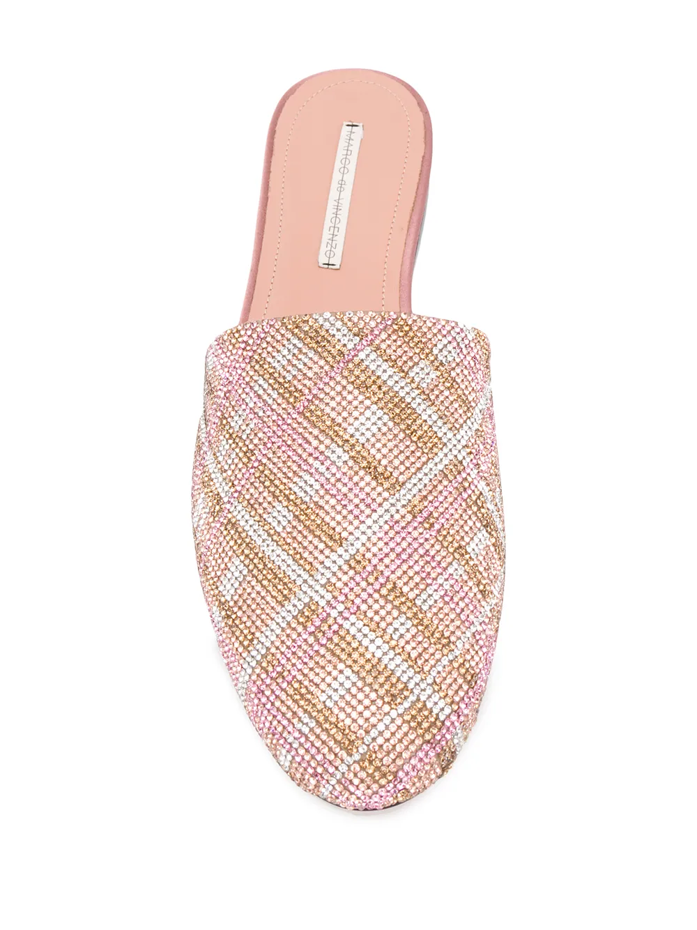 Marco De Vincenzo check-crystal slippers Pink