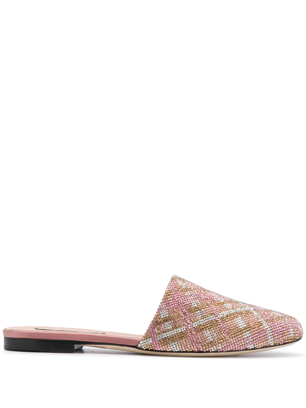 Marco De Vincenzo check-crystal slippers Pink