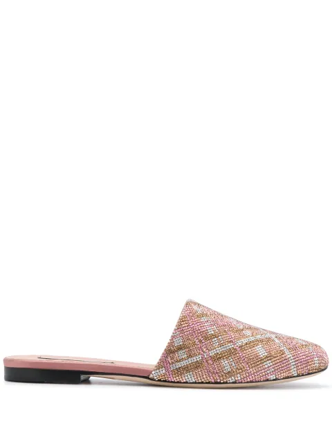 Marco De Vincenzo check-crystal slippers
