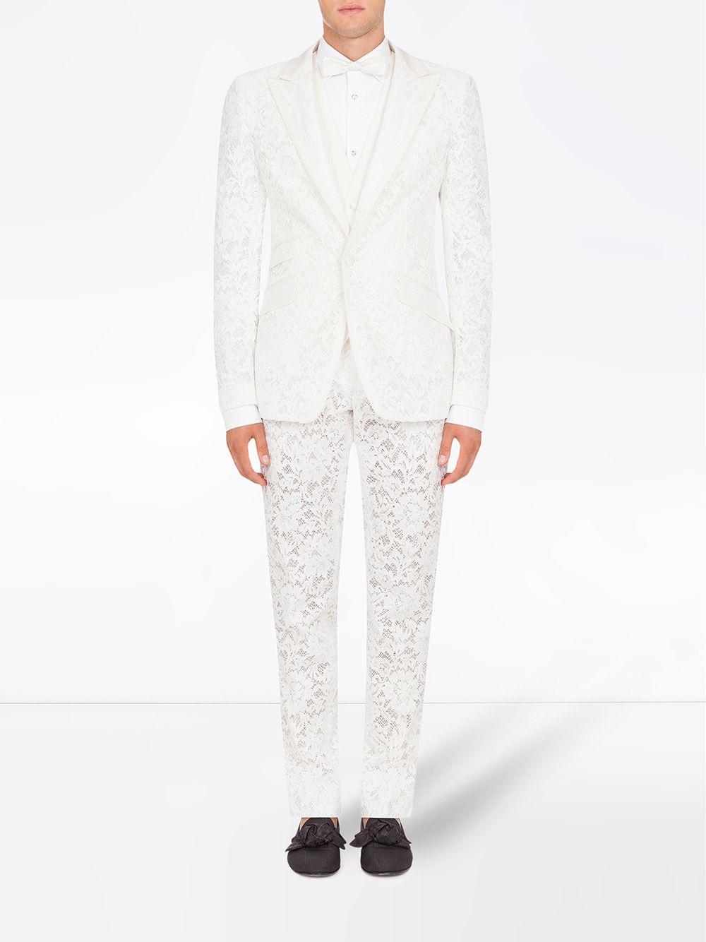 Dolce & Gabbana cordonetto-lace straight-leg trousers - White