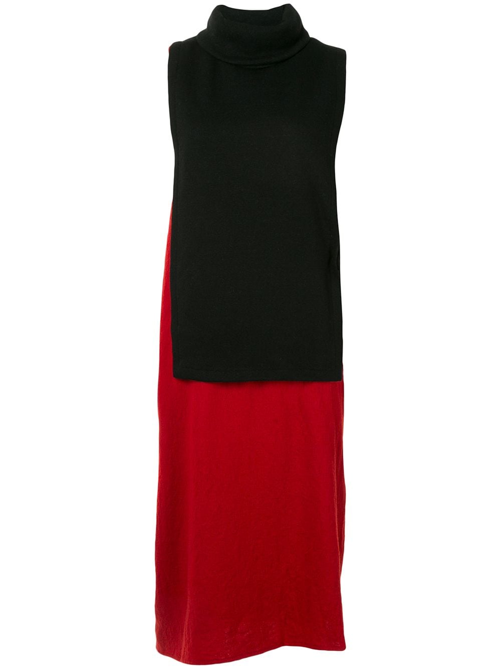 red roll neck dress