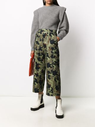 cropped flare cargo trousers展示图