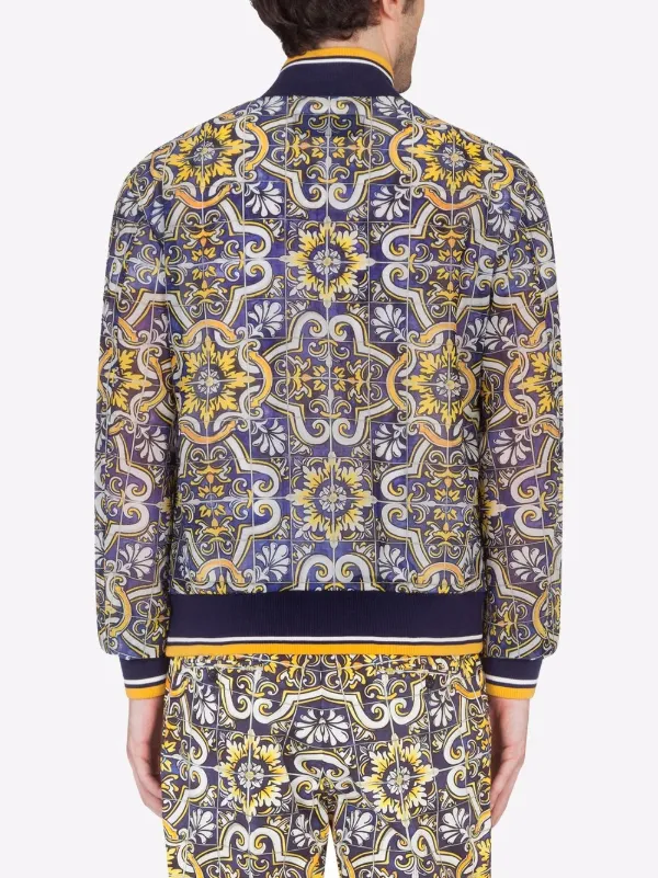 Nike Blue Pattern Skull Bomber Jacket - Tagotee